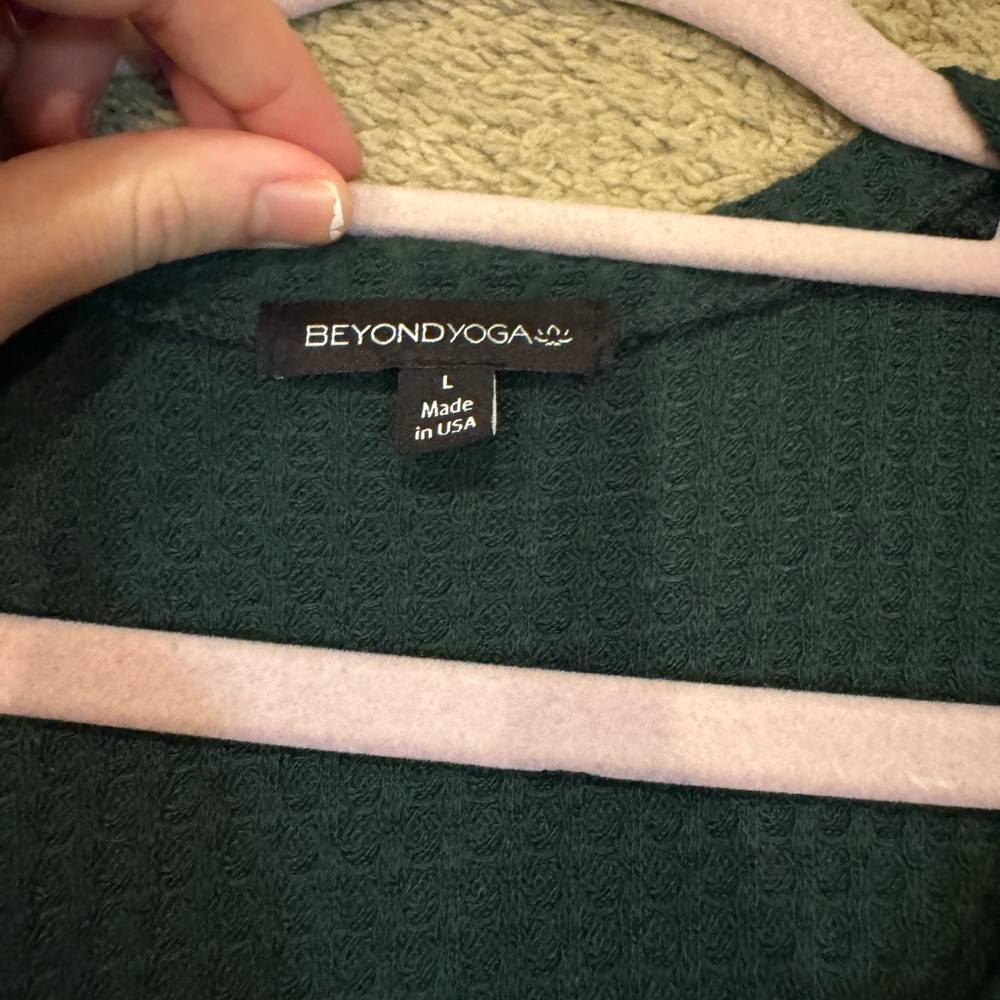 Beyond Yoga Forest Green Waffle Knit Top